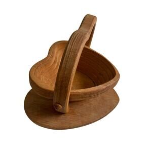 Vintage Handmade collapsible basket wood working artisan unique gift retro decor
